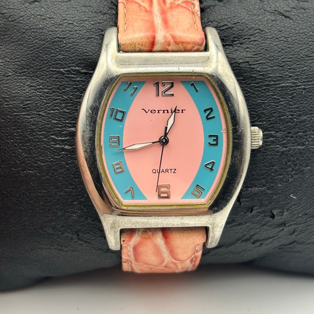 Vernier Women’s Quartz Watch featuring a Pink & Turquoise Two-tone Dial Working